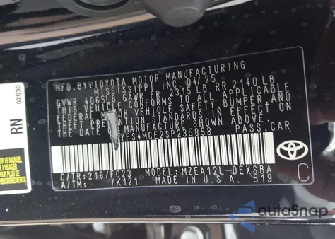 2025 Toyota Corolla Se from USA, damaged, VIN 5YFS4MCE2SP235858